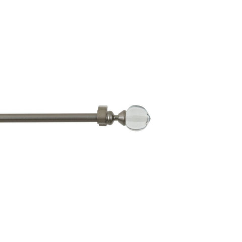 Silver Metal Curtain Rod 36-66in - Crystal Ball - 3/4" Rod