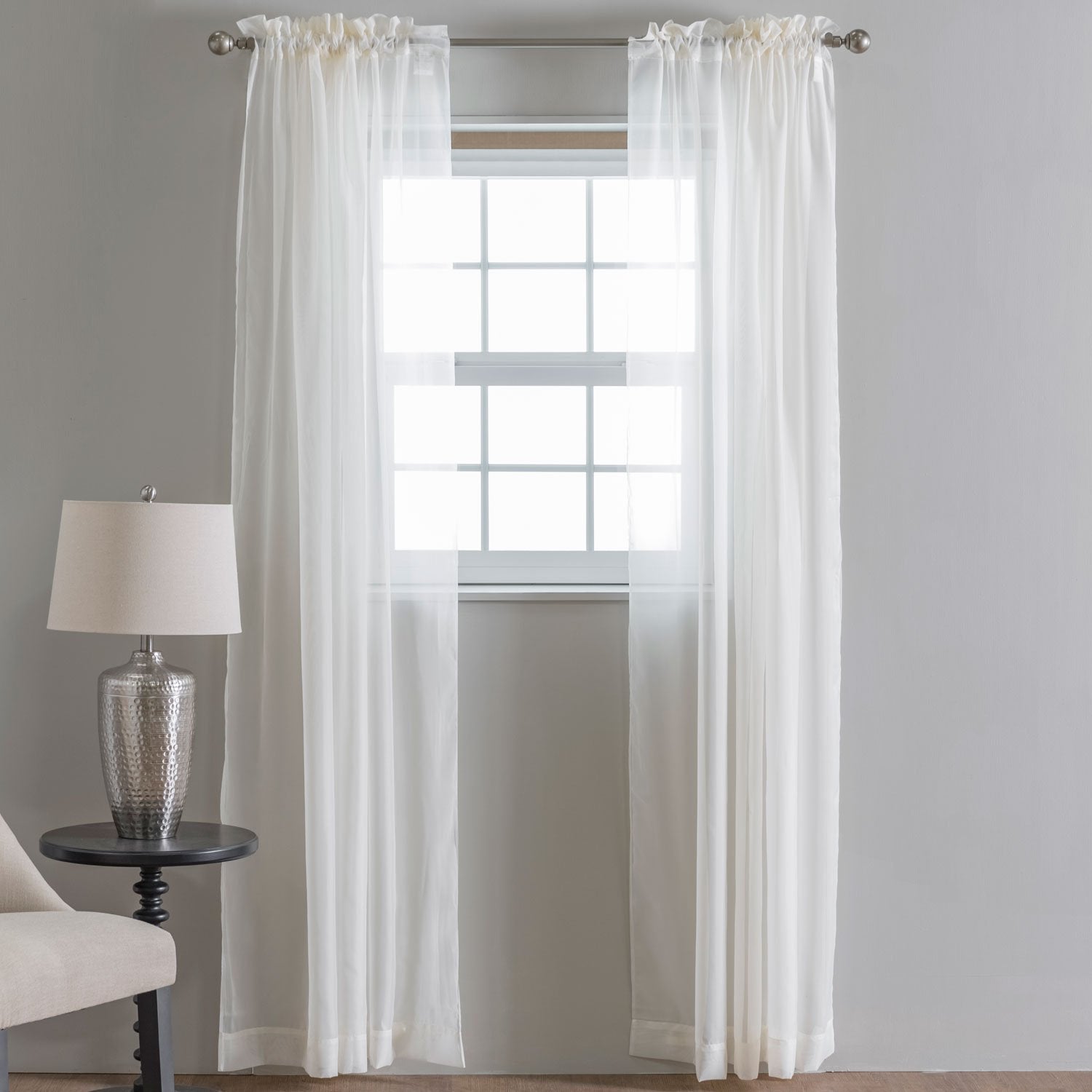 Rod-Pocket Sheer Window Panels - 59"x63" - Ivory