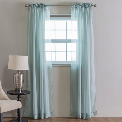 Rod-Pocket Sheer Window Panels - 59"x63" - Sage