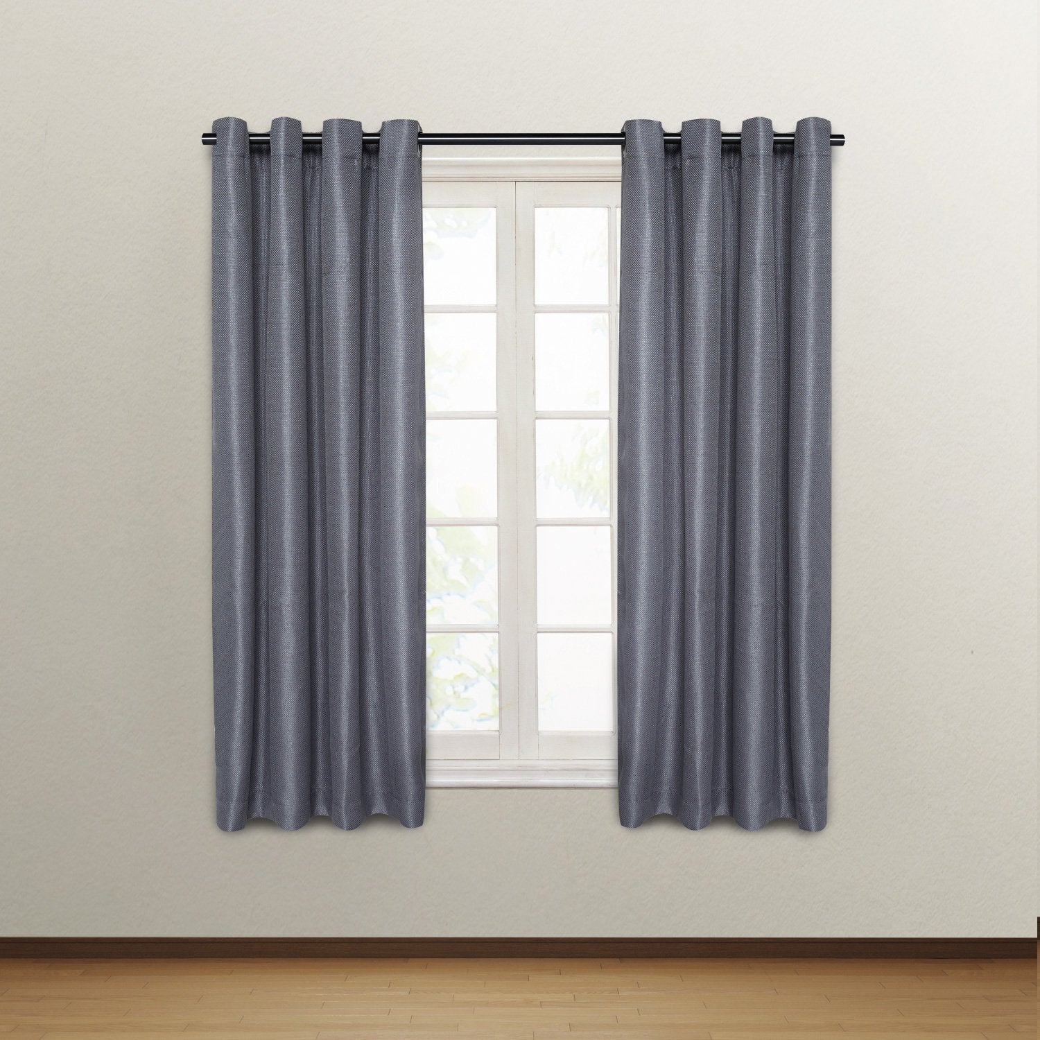 54"x 63"Grommet-Top Window Panel Bianca - Charcoal Gray